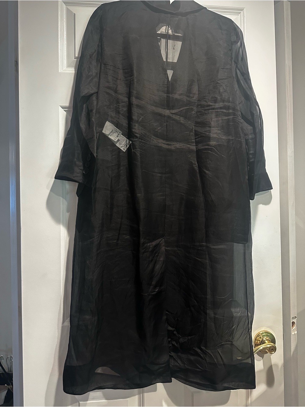 MaxMara Black Sheer Long Sleeve Dress Coat - Picture 5 of 5